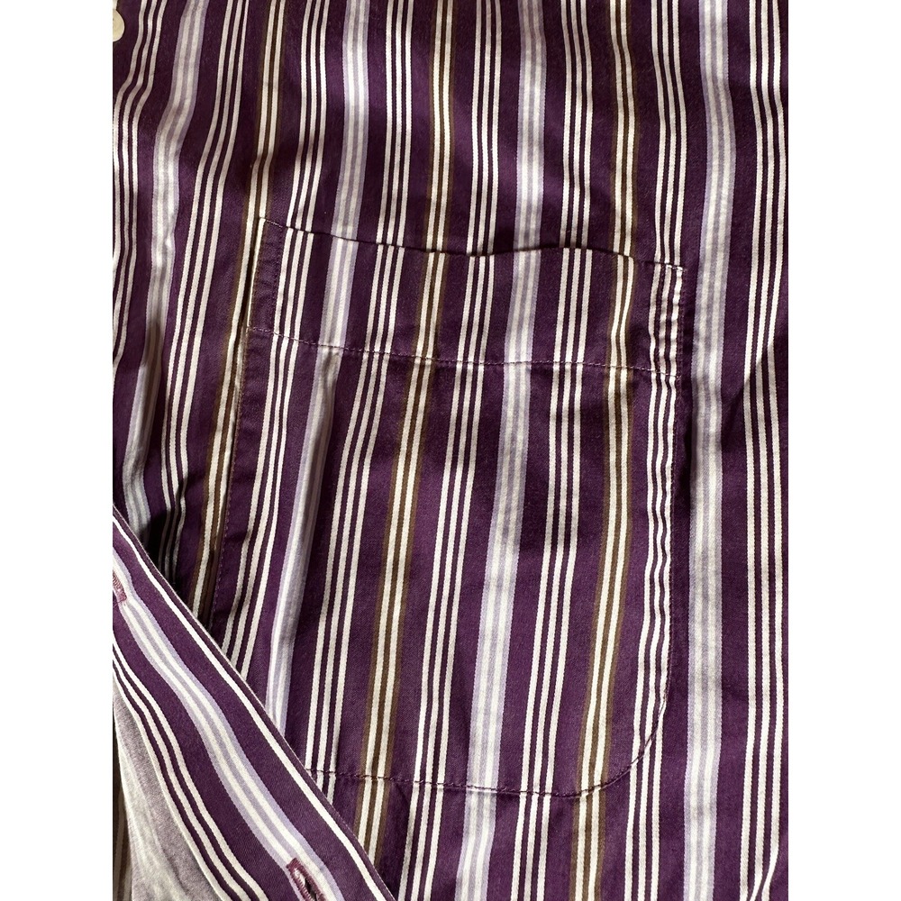Peter Millar Dress Shirt Adult Large Purple White Striped Formal Quality Men's - Picture 6 of 14